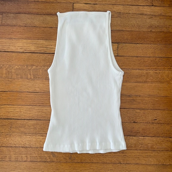Agolde White Thick Ribbed Mina Organic Cotton - Tank Top -  Size Medium - Picture 3 of 9
